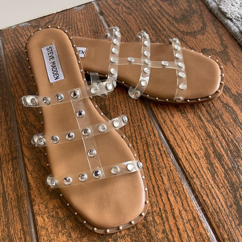 Steve Madden studded sandals clear strap